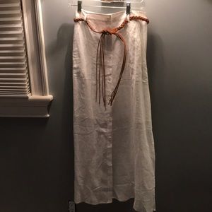 Theory white linen long skirt.